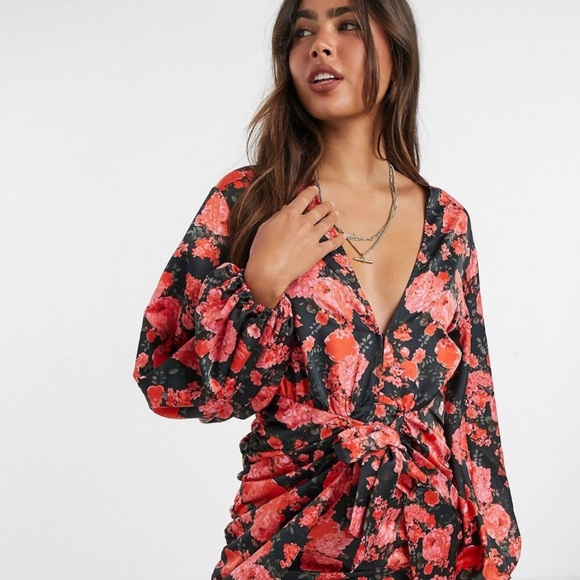 ASOS Knot Front Mini Dress Size 14 - Picture 3 of 6